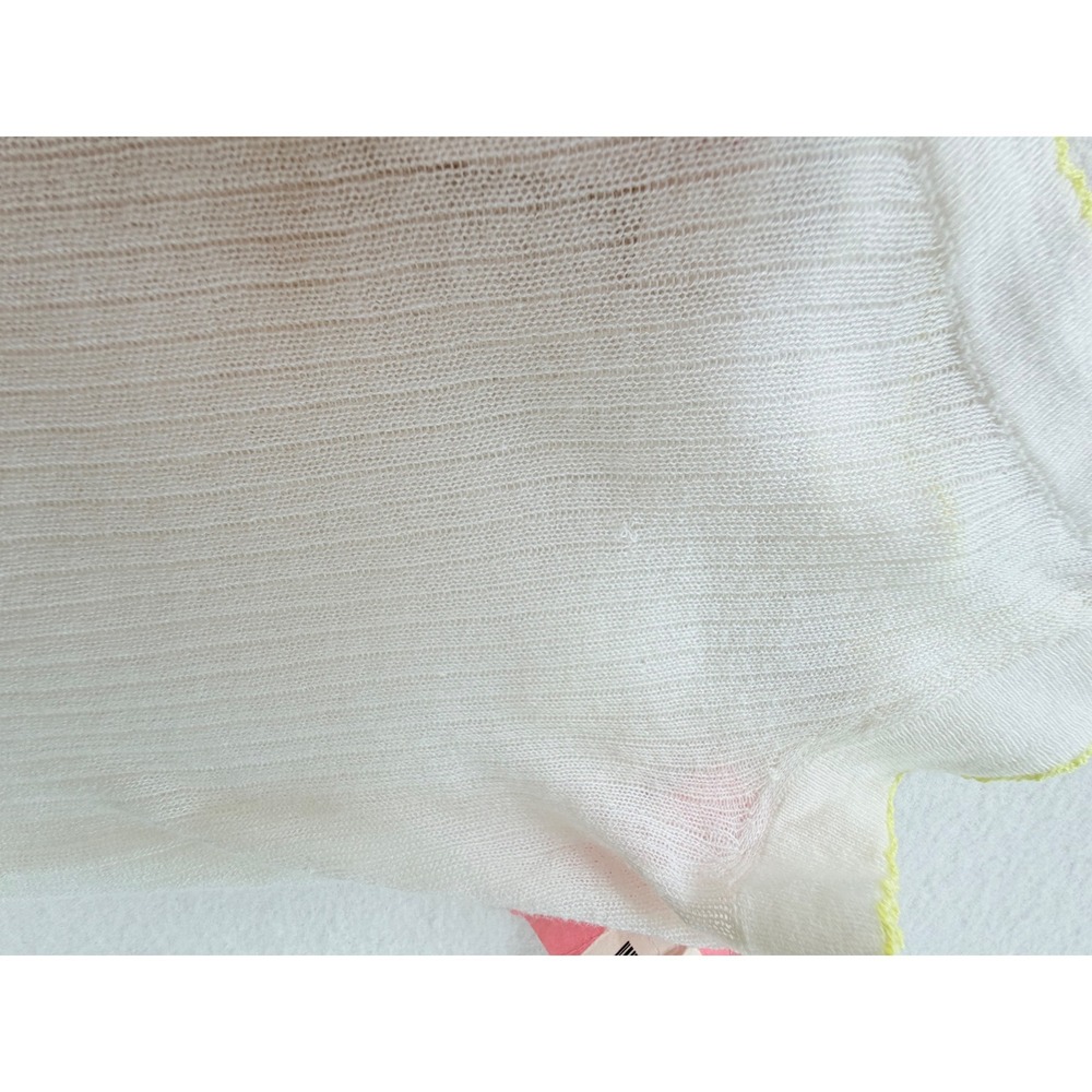 Frenchi Ribbed Tank Top Womens XS White Yellow Cotton Camisole - Picture 7 of 8